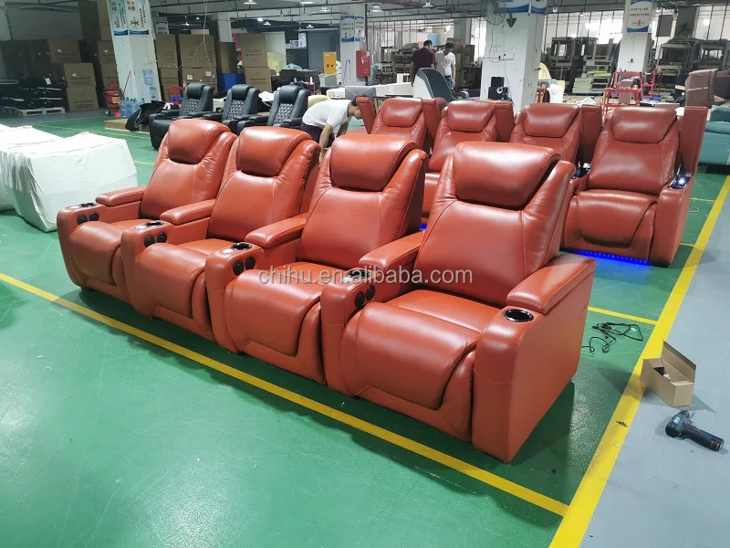 Popular Comfortable Gray Recliner Theater Seating Home Use Theater Automatic Theater Chairs Real