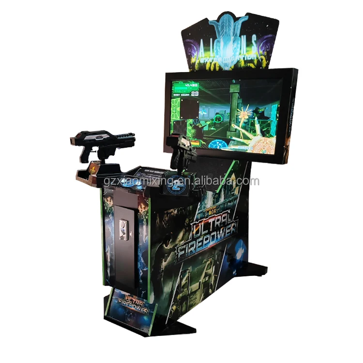 42-Inch Coin-Operated Arcade Game Console Alien Fire Shooting Simulation Wood Coin Pusher Fun Gun Shooting Machine for Amusement