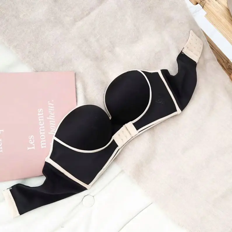 Wholesales Invisible Small Breast 32 Size Wireless Thick Cup Breast Lift Sexy Women Push up Strapless Bra