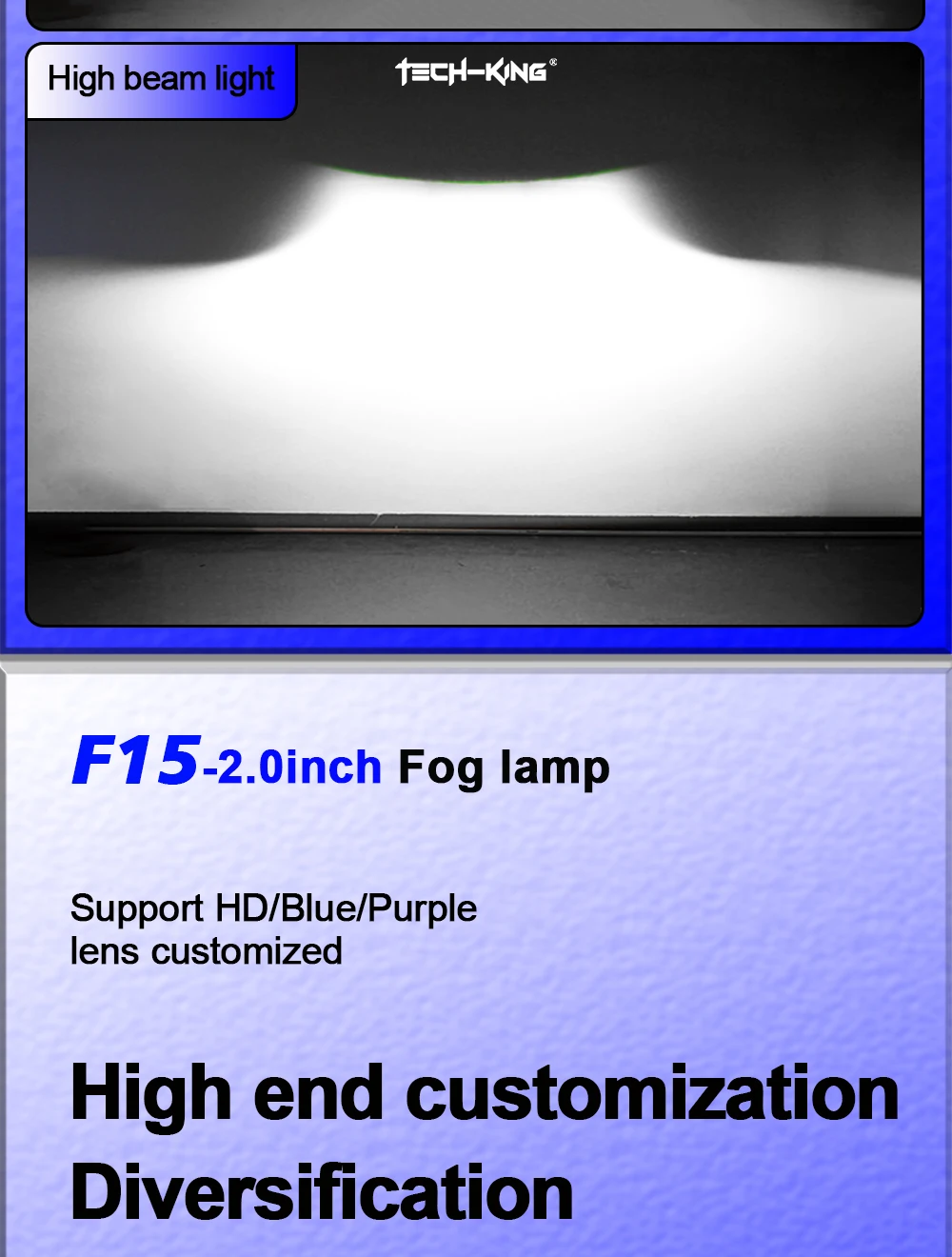 TECH-KING F15 2.0'' LED BI-LED projector fog lamp light led car 3000K/6000K with Toyota bracket for any cars lens fog lamp