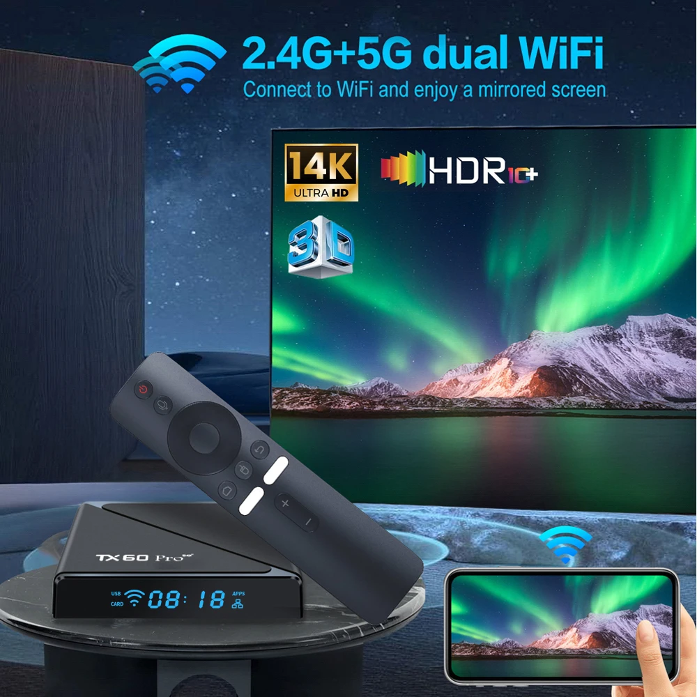 8GB/256GB対応 TX60 Pro スマートTVボックス - Android 16