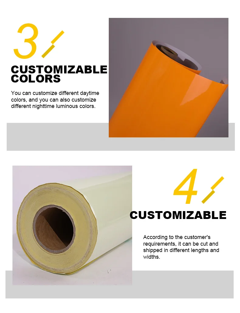 3HAO Factory Sales Photoluminescent Tape PET Roll for Traffic Signs Long Glowing Time Good Quality Printable factory