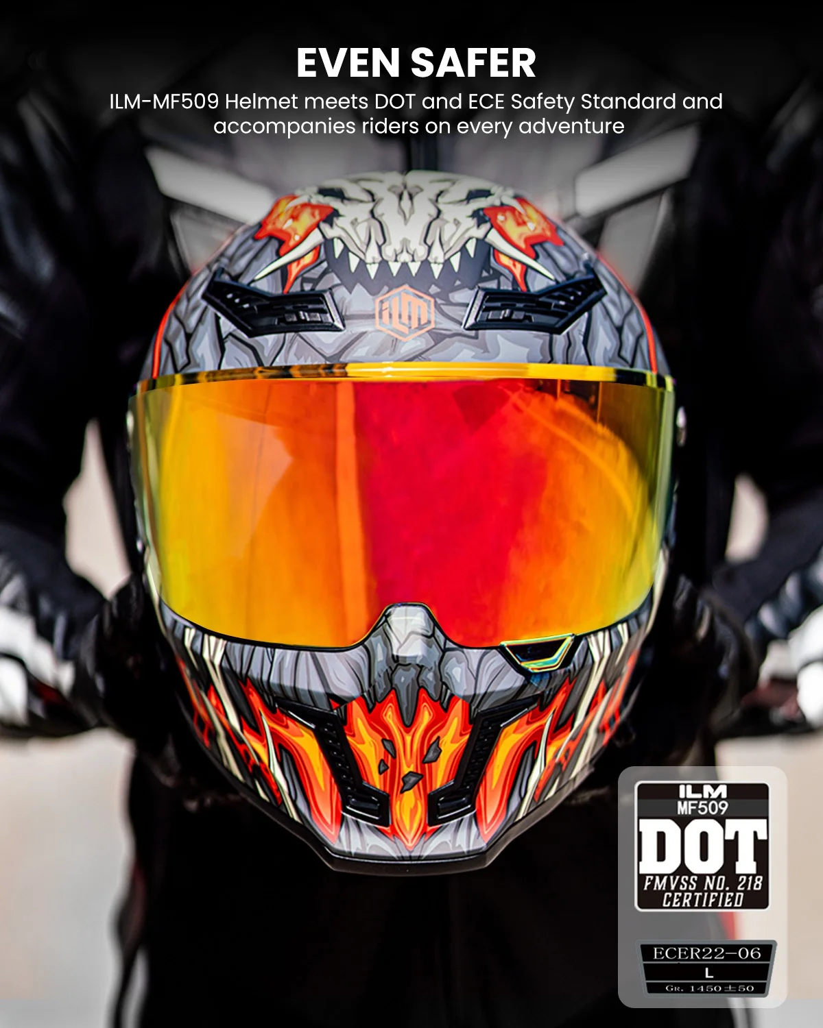 Helm motor MF509 ILM, Full Face DOT ECE Dual Viso Pinlock Cascos Para Motos  Model MF509