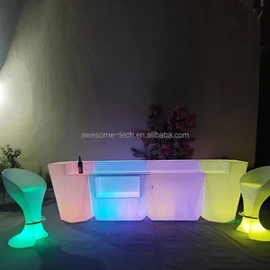 Plastic Glowing Bar Nightclub Furniture Illuminated Led Bar Counter Led Light up Outdoor Furniture Waterproof Bar Table