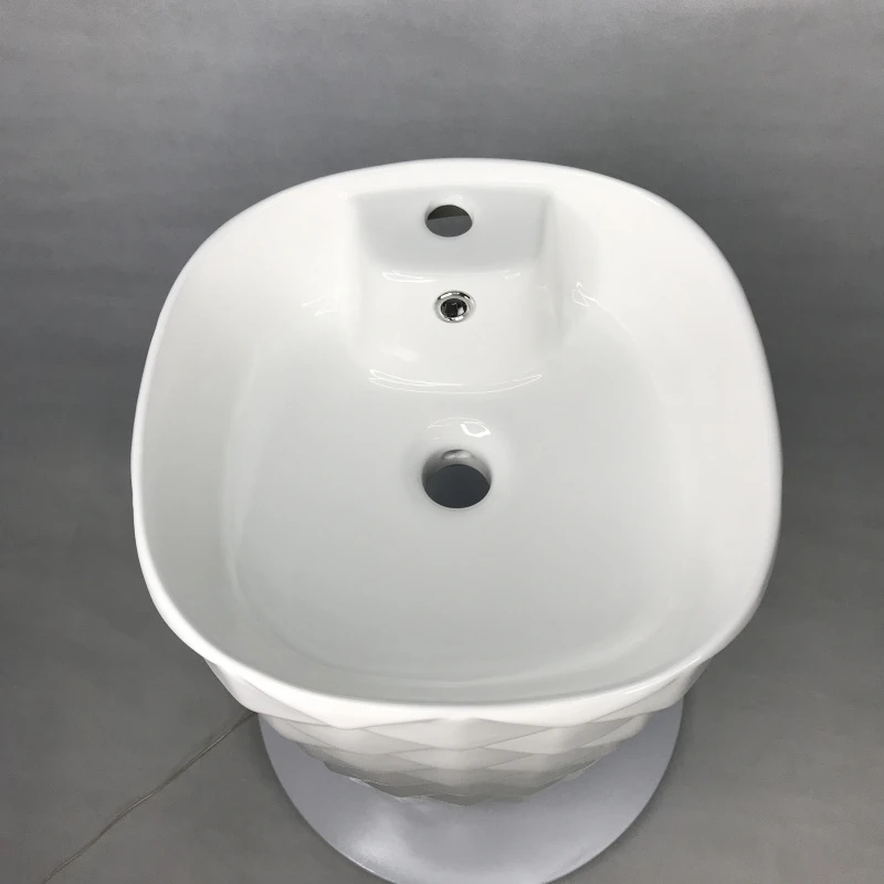 Popular Hotel Ceramic Wash Basin  Sanitary Ware Basin Freestanding Pedestal Sink Ceramic Basin With Durian Surface