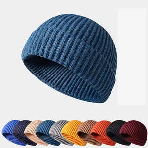 Winter Knit Cap Solid Hip Hop Cap Unisex Skullies Knit Beanies Classic Skullies Caps for Men