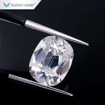 Customized factory wholesale cushion antique cut colorless loose moissanite from Tianyu gems