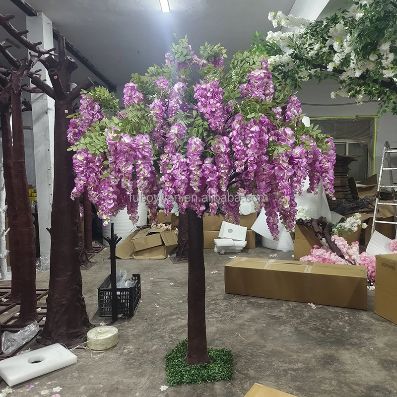 Albero Di Glicine Artificiale Realistico Design UK - 110 Cm Di Altezza, Tronco In Legno, Fogliame Viola - 6