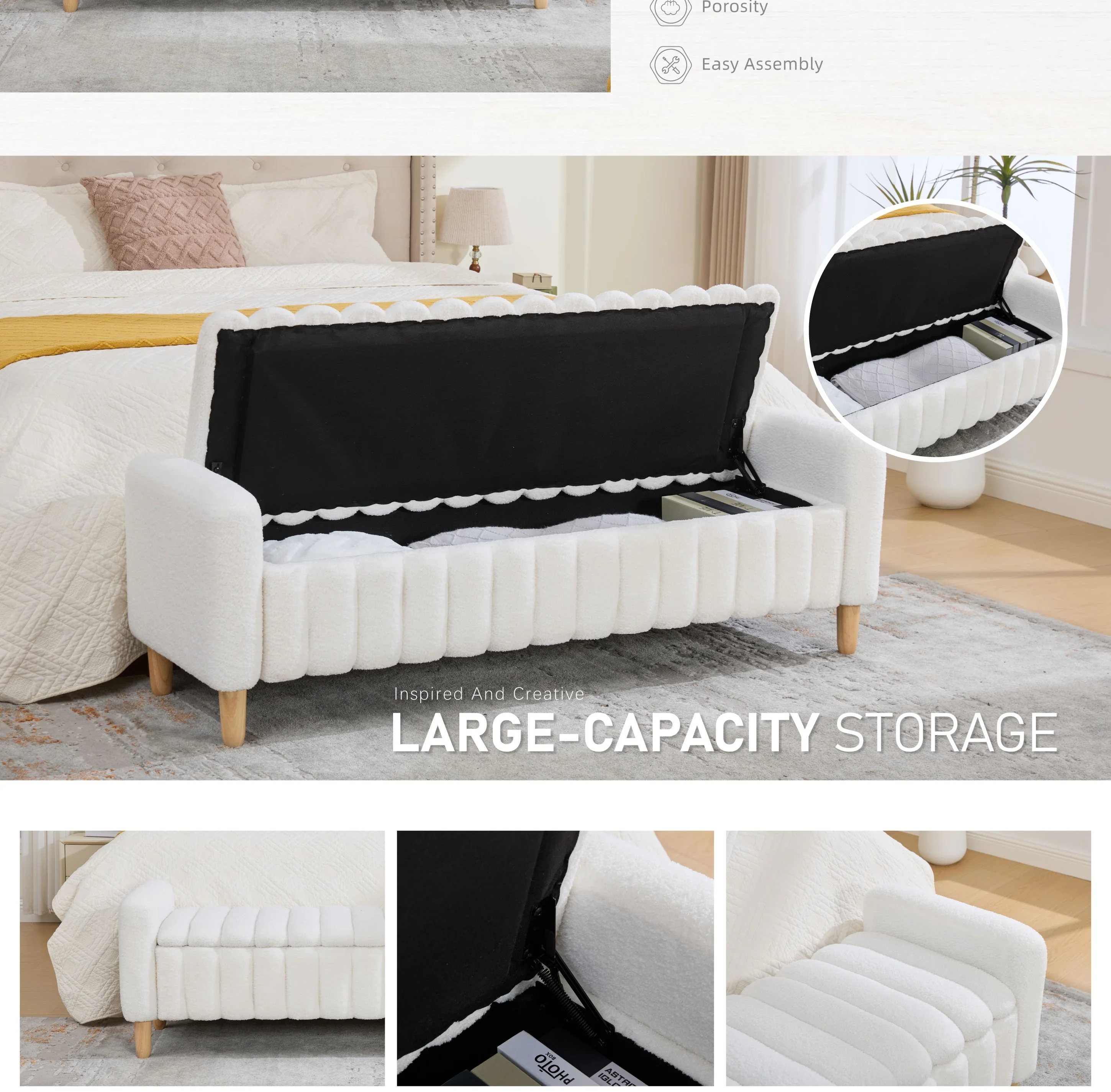Elvarenae Ondelle Wave Storage Bench — product detail
