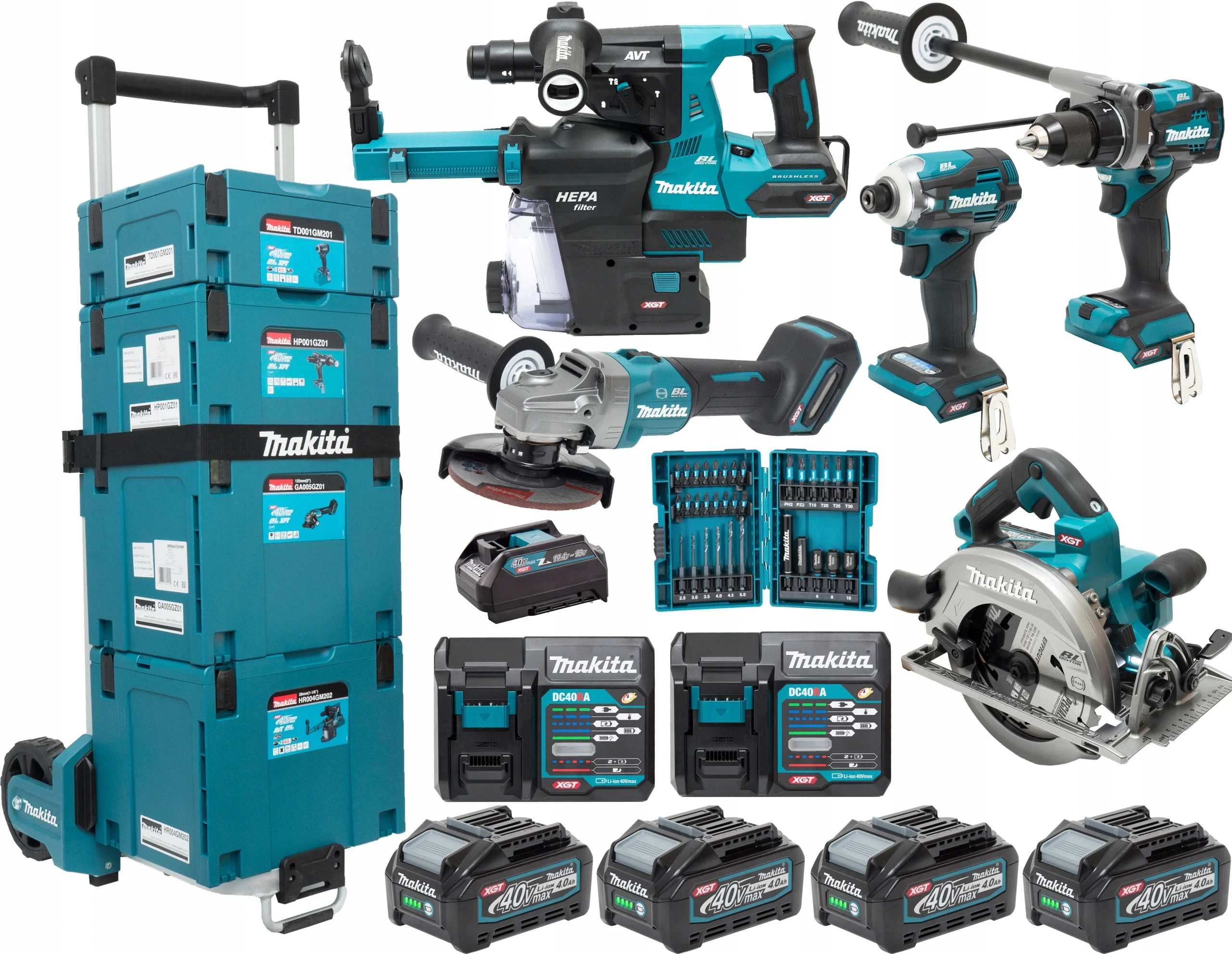 40 комплектов. Макита XGT 40v. 40v Max XGT Макита. Makita 40v 5ah. Макита XGT 40v ассортимент.