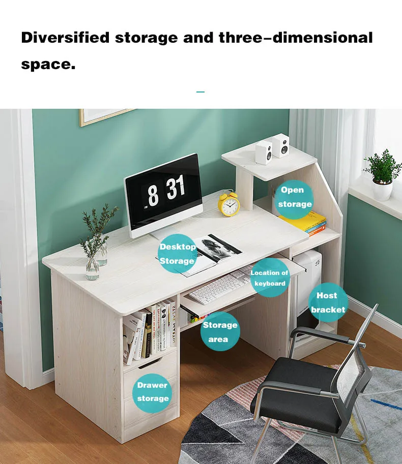 Factory Provided Desk Home Table For Computer Wood Desktop Bookshelf