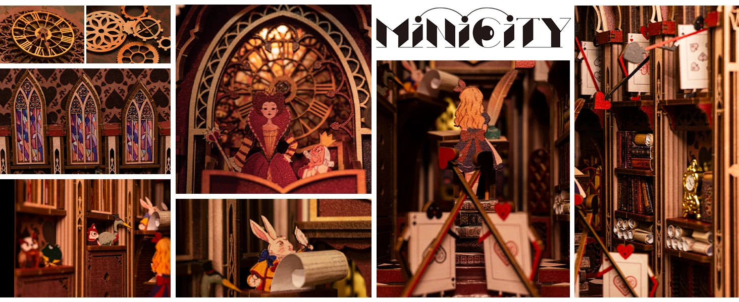 Maison de poupée en bois miniature avec éclairage pour book nook_voghion.com