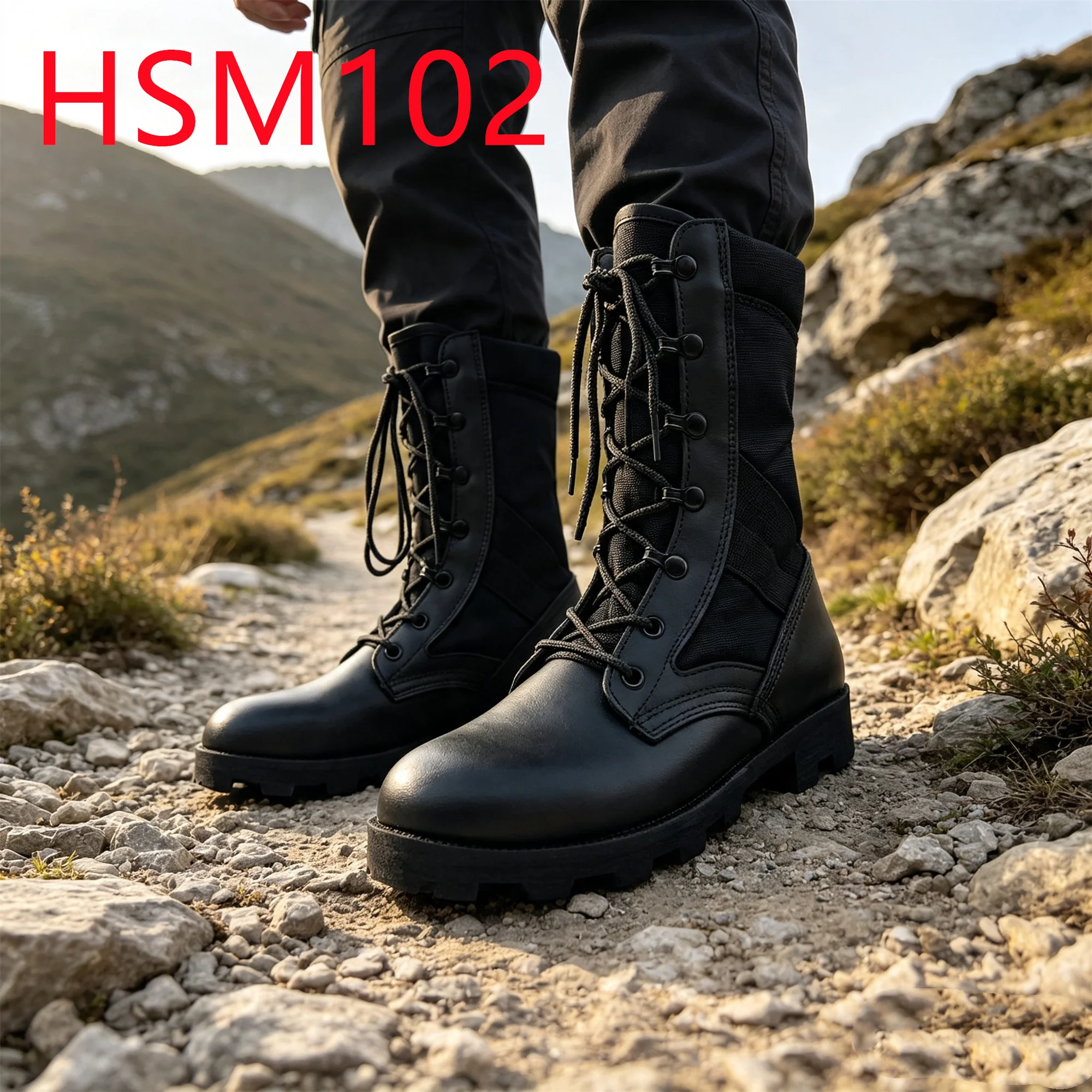 HY,Team Drill Super Hard&strong Rubber Sole Hua Singh Combat Boots Water-repellent Nylon Fabric Leather Boots for Retail HSM102