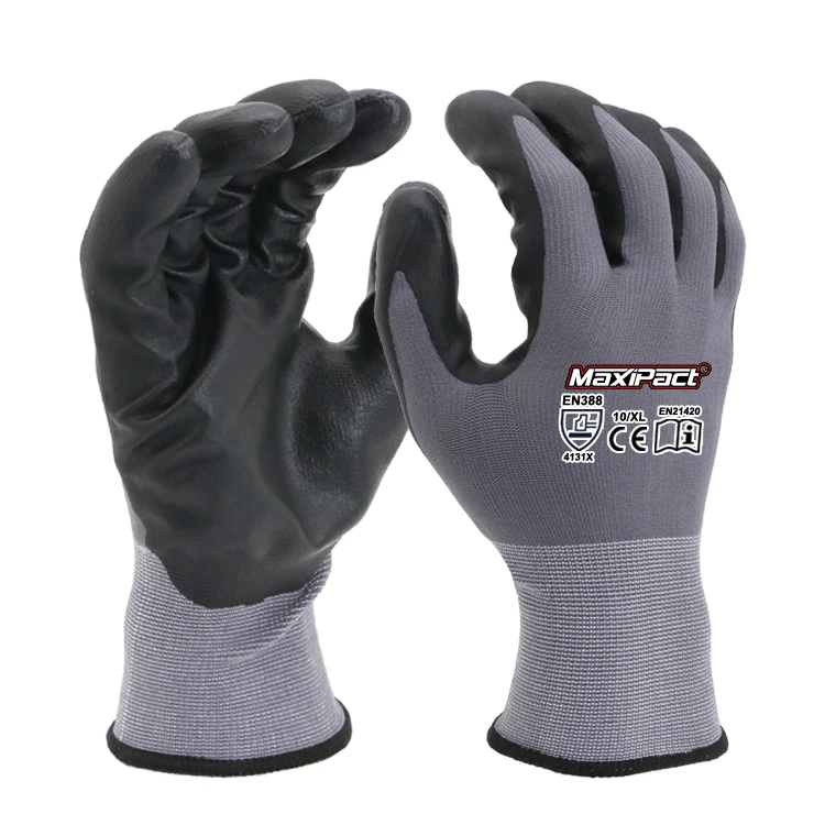 MaxiPact Custom Grip Gloves Arbeitshandschuhe Nitrile Coated Safety Gloves Work Wholesale Handschuhe Guanti Da Lavoro