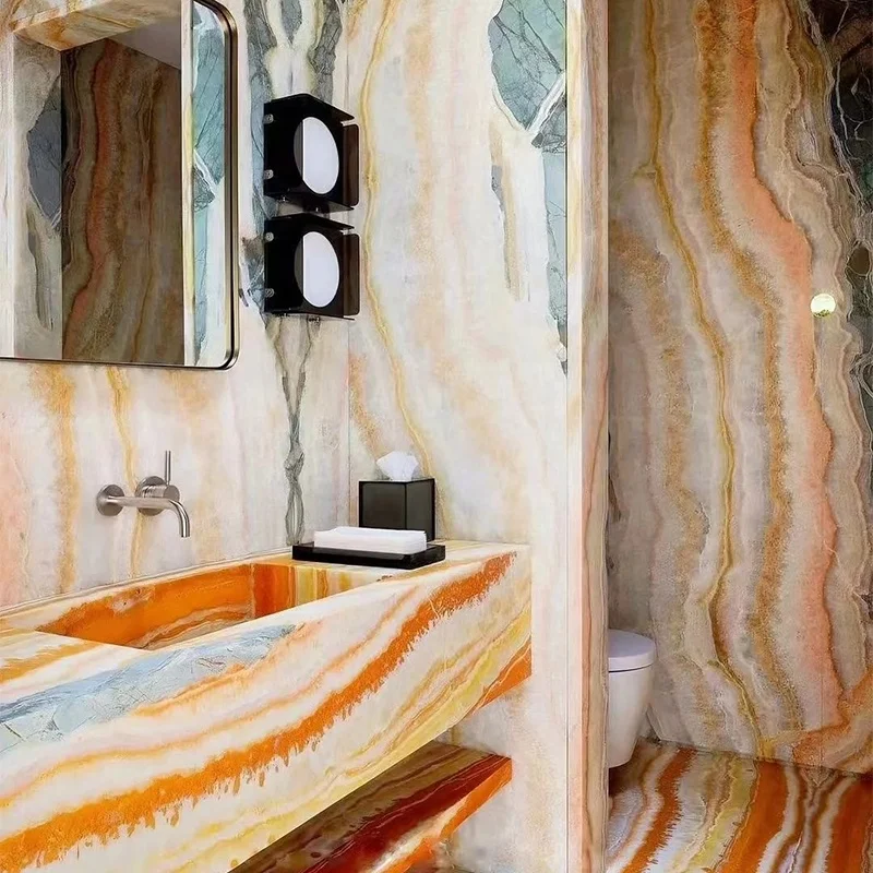 Natural Colorful Rainbow Onyx Slab for Kitchen Countertop Bathroom Wall Panel Decoration Floor Tiles Staircase Onyx Handcrafts