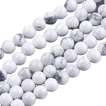 PandaHall Natural Howlite Round Streng Gemstone Beads