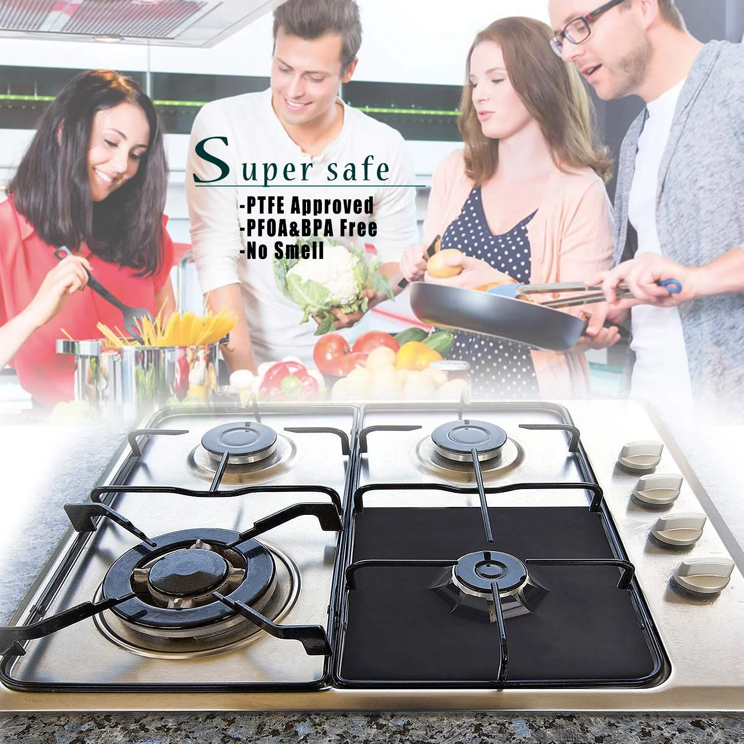 Stove Mat PTFE Gas Range Protectors Black Gas Stove Burner Covers  Heat-resistant Double Thickness Stove Top Liners