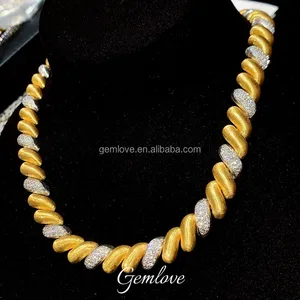 14K Gold Tennis Chain with Lab Grown Diamonds 3mm 10K Real Gold Cuban Link Necklace