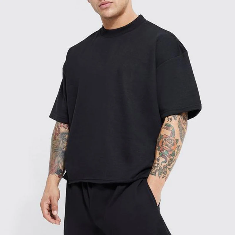 Oversized Crop Boxy Fit Tshirt Men's 100% Cotton Drop Shoulder ...