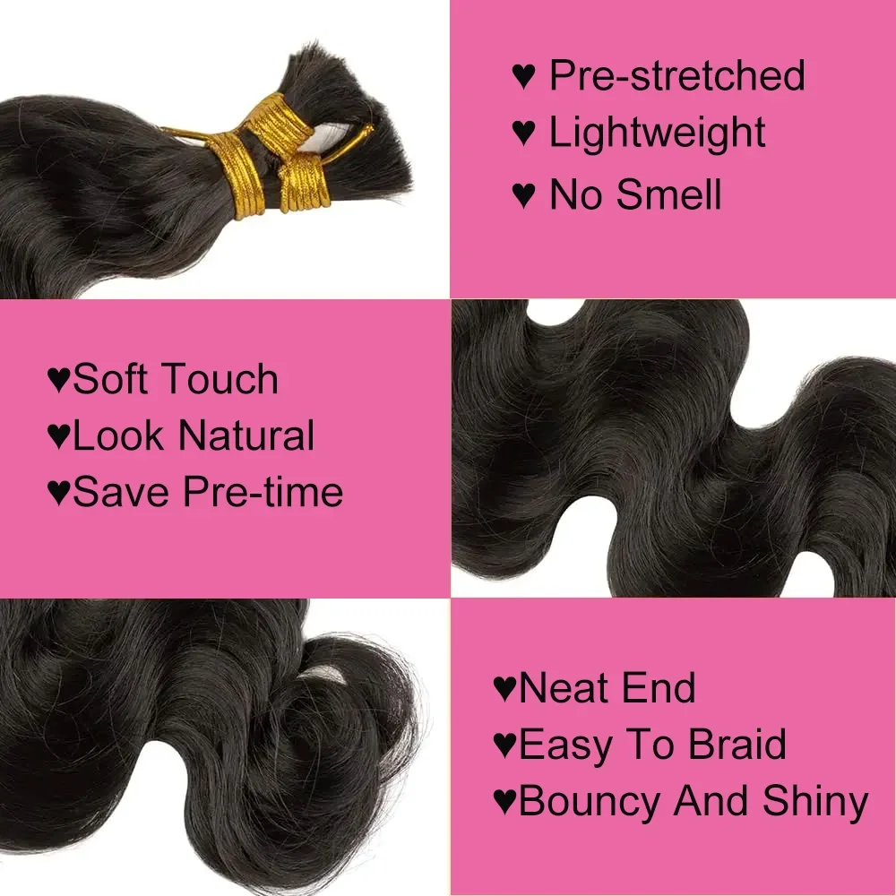 16-24 Zoll Body Wave Echthaar Flechten Massenhaarverlängerungen Kein Schuss 100% brasilianisches Remy Echthaar Bündel Natürliche Farbe_voghion.com