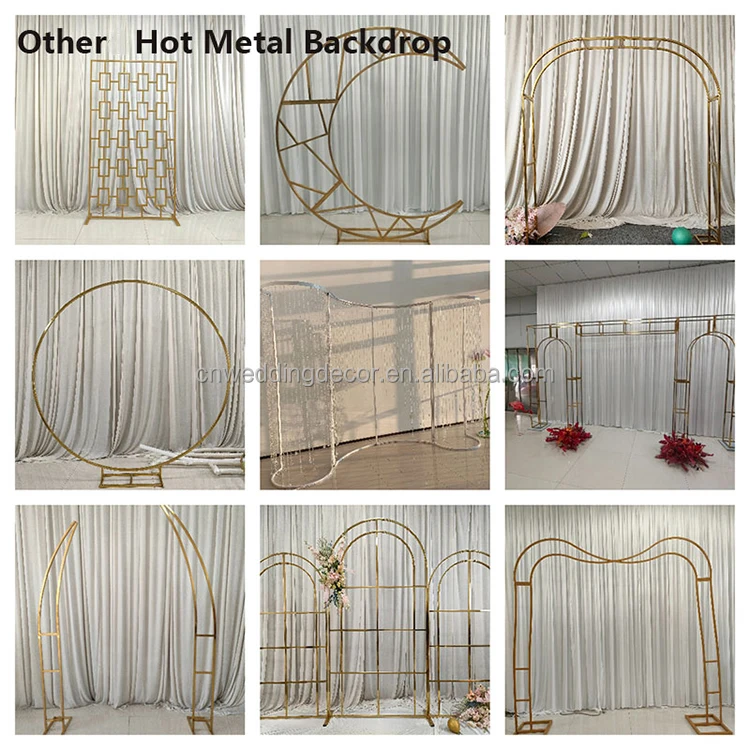 Smooth  Design Backdrop Wall High Glass Round Gold Metal Dessert Wine Shelf Rack Bar Cabinet for Wedding Event Decoration