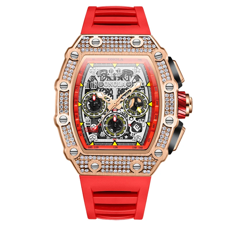 ONOLA 6826D Chic Multifunction Men Quartz Watch Trendy High Quality New Trend Design Ready Stock Waterproof with Silicone Strap