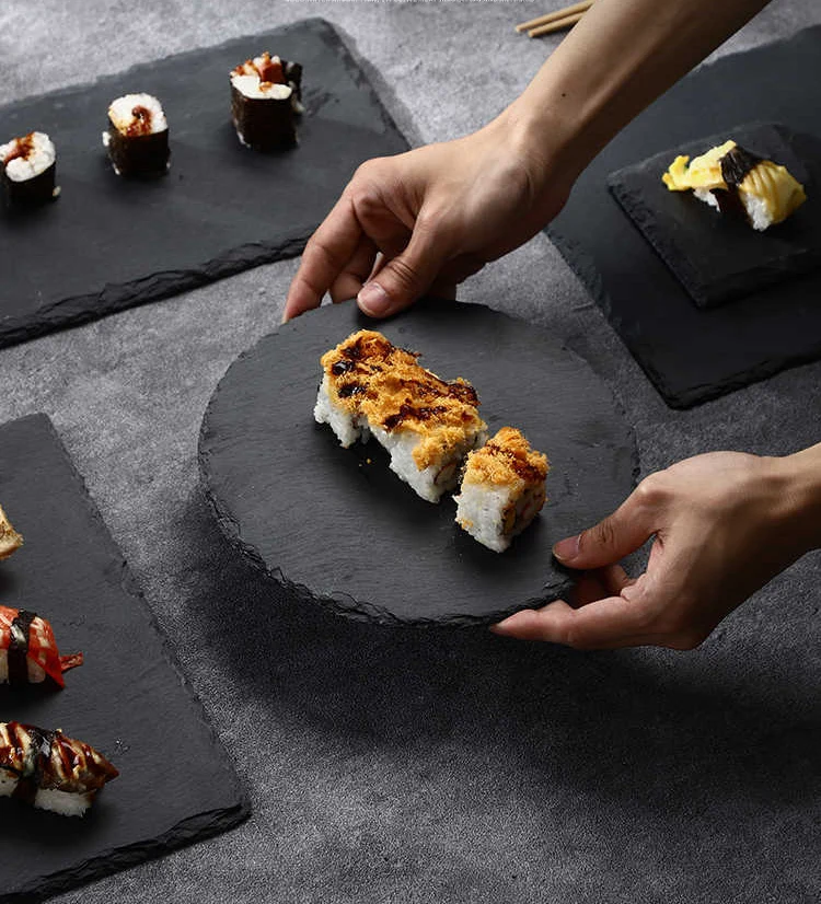 Assiette Rectangulaire Eglaf Lot De 3 Plateaux En Céramique De 29,9 Cm - Assiettes à Sushi Assiette Rectangulaire Noire