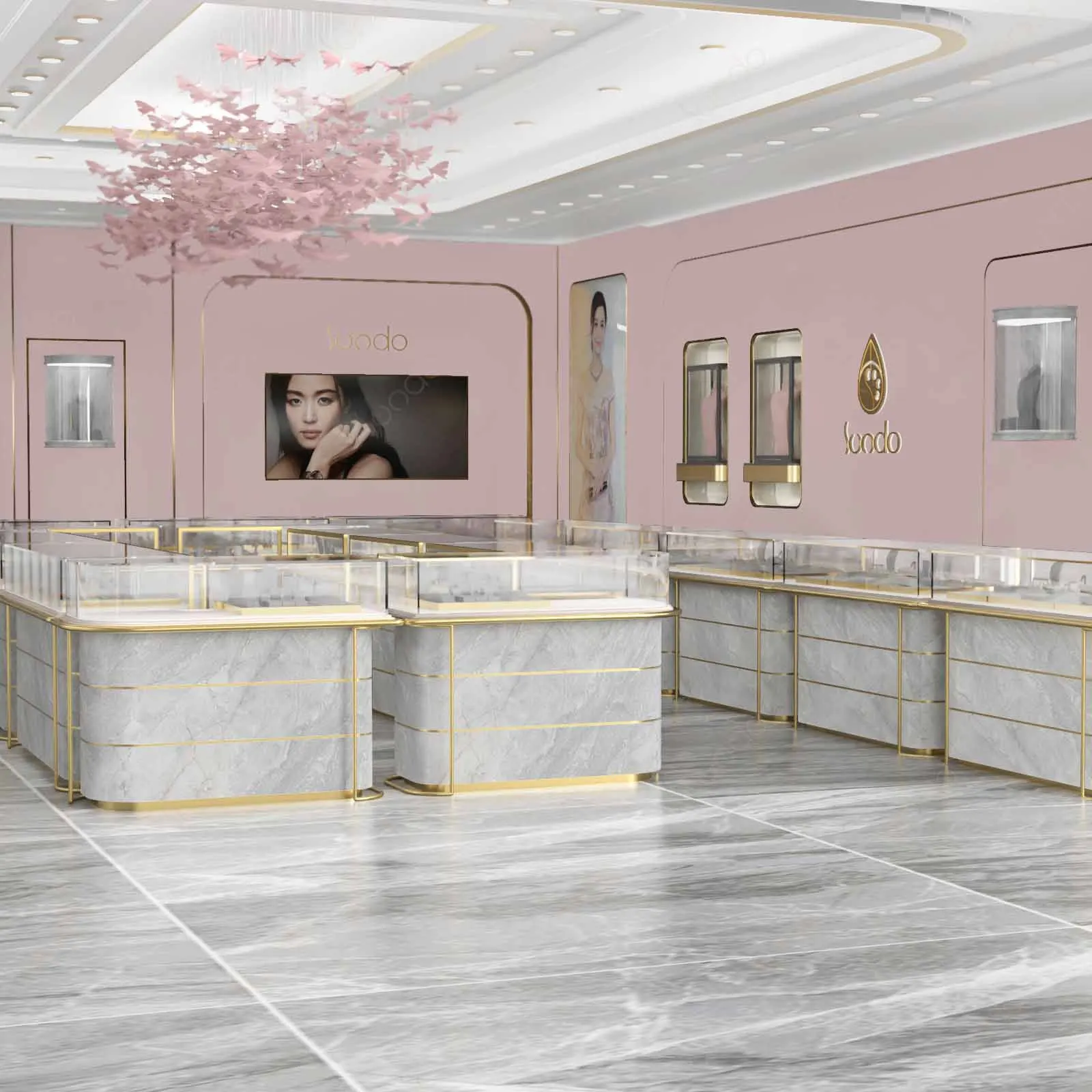 Luxury Gold Jewellery Shop Interior Design Jewelry Accessories Showcase ...