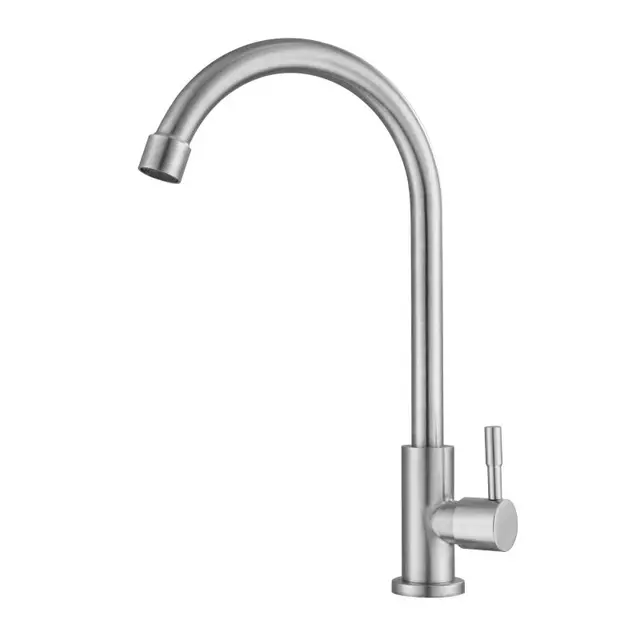 Simply Good Quality Stainless Steel Brushed Kitchen Faucet Deck Mounted Hot Cold Water Mixer Tap for Sink