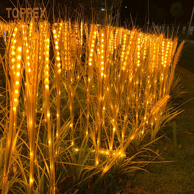 Simulation Wheat Lights LED Flower Light Stand Outdoor Christmas Party Supplies Emitting Red Yellow Warm White Made Durable Plas