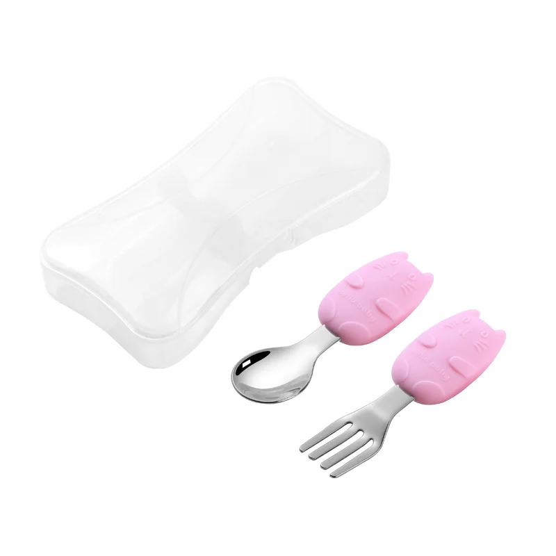 Dropship Kids' 3Pcs Flatware With Brick Toy Silicone Handle