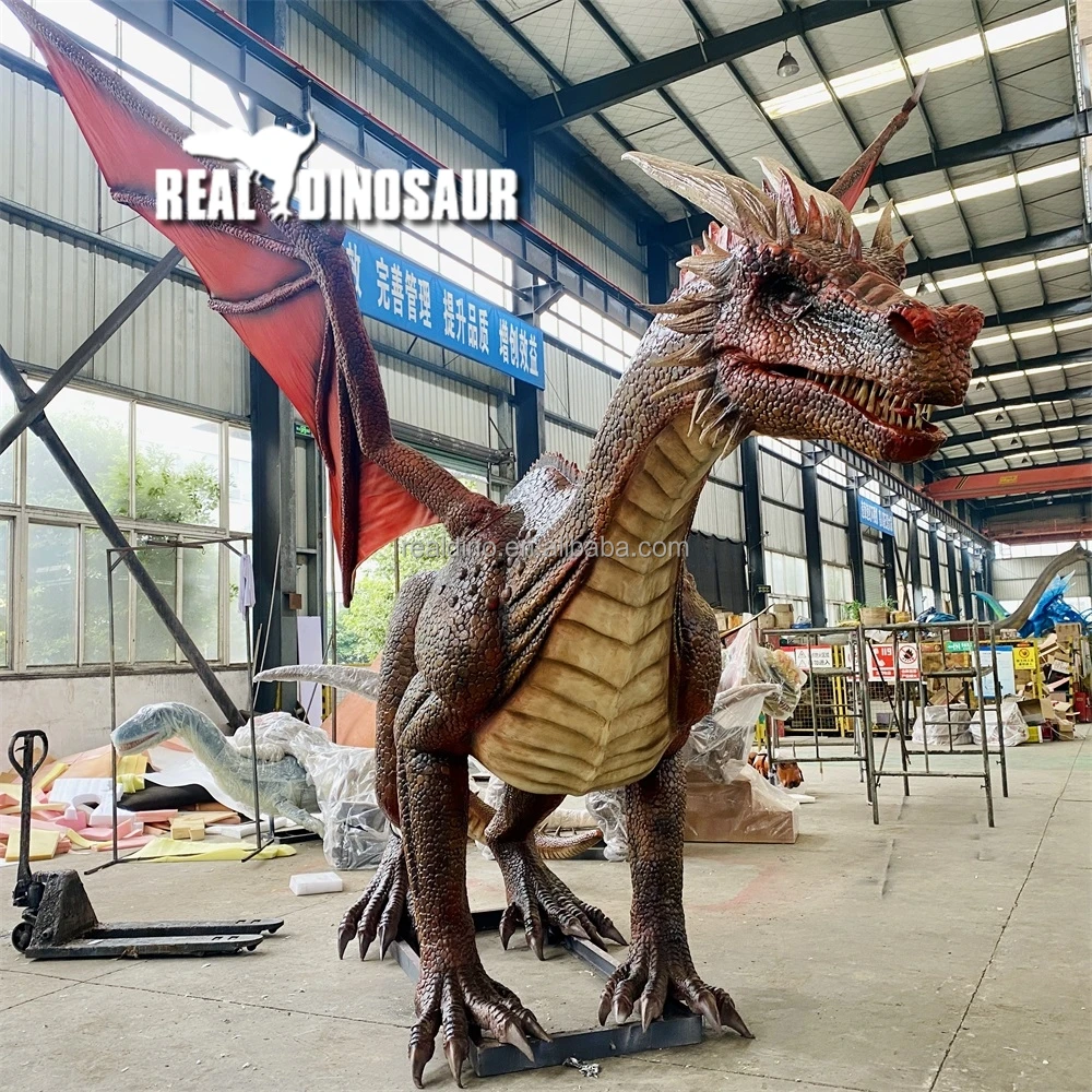 Theme Park Flying Dragon Model Animatronic Simulation Red Western ...