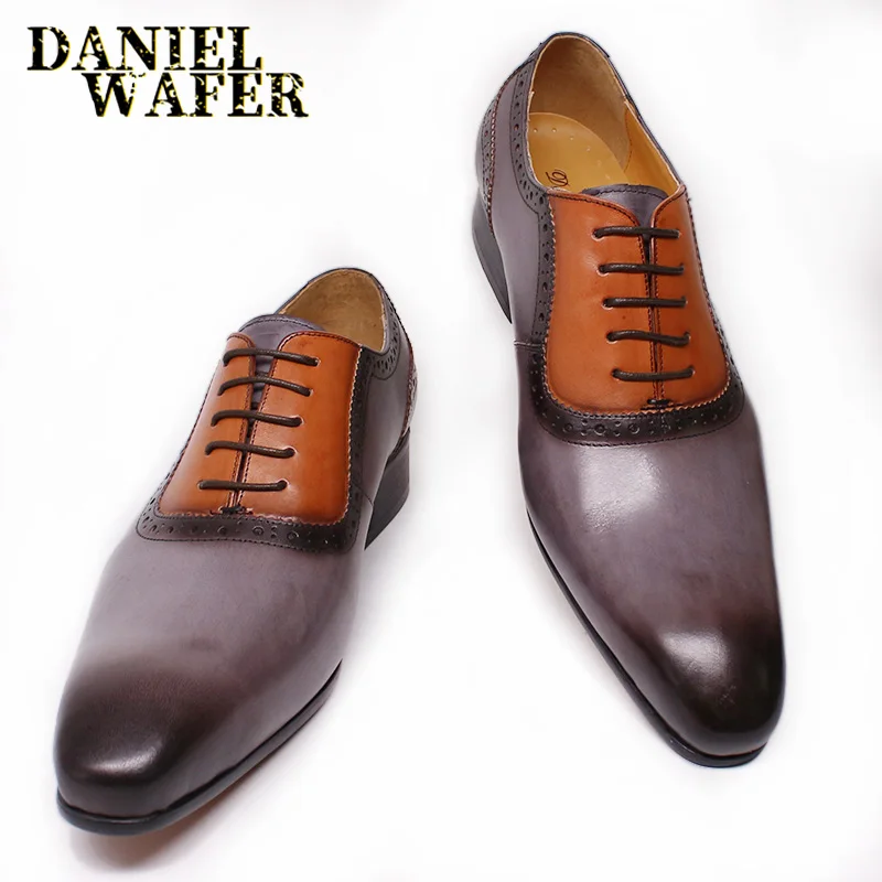Genuine Leather Hand Crafted Oxford Shoes with Rubber Sole