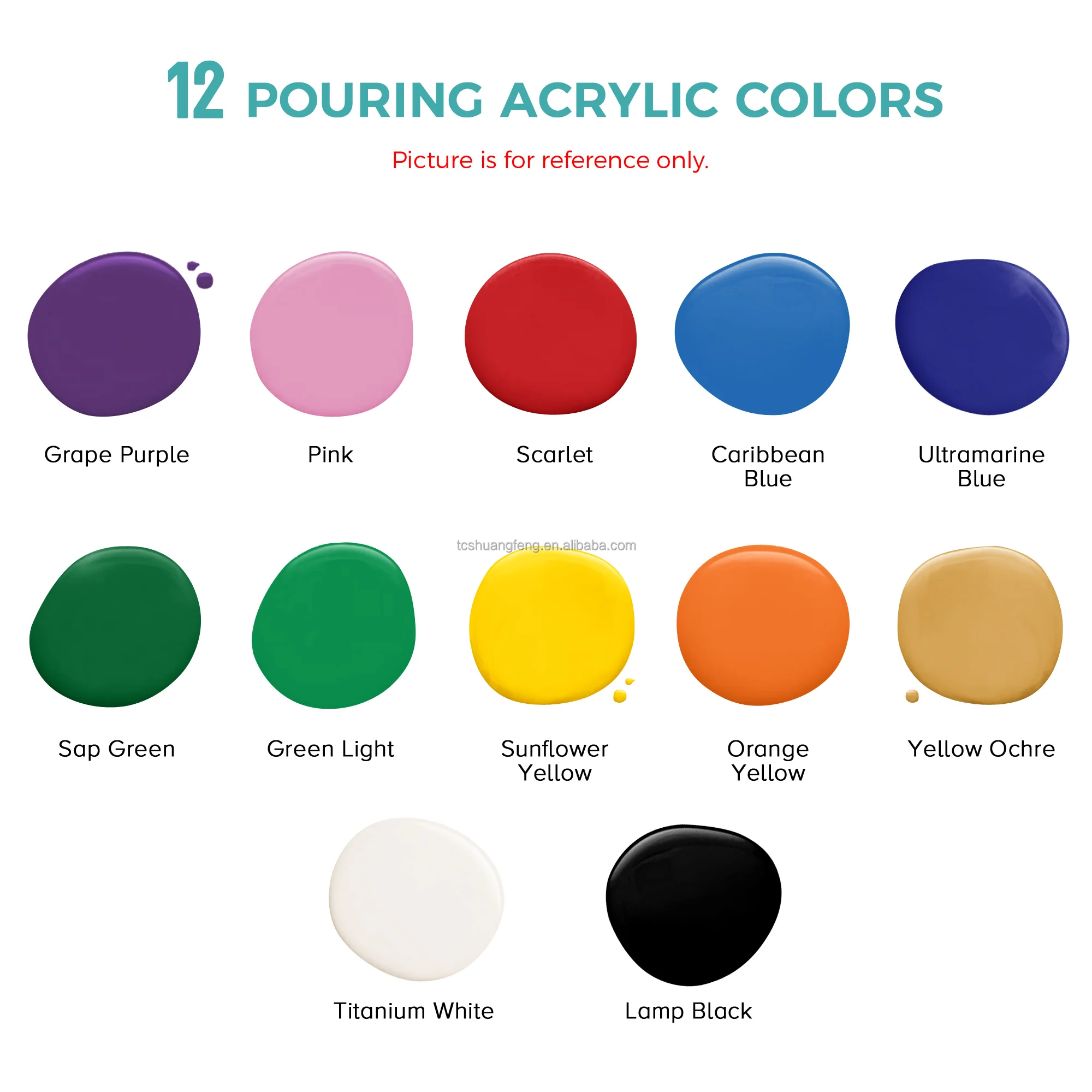 Paint Acrylic Pouring Paint Set Of 12 * 2.03oz Bottles High Flow Acrylic 12  Colors Assorted Colors No Mixing Needed 12colors - Buy Paint Acrylic  Pouring Paint Set Of 12 * 2.03oz