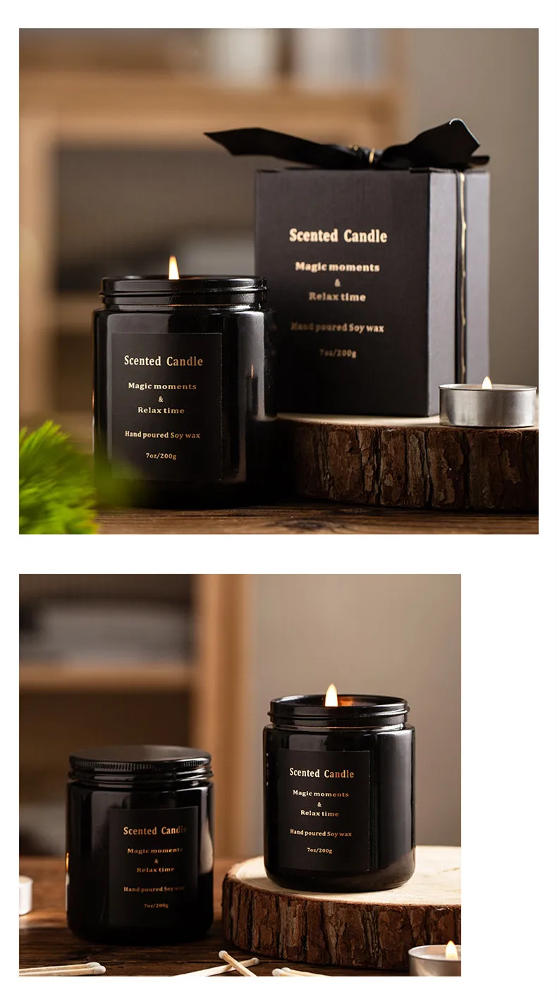 Wholesale Customized Home Decoration Frosted Black Luxury Empty Wax