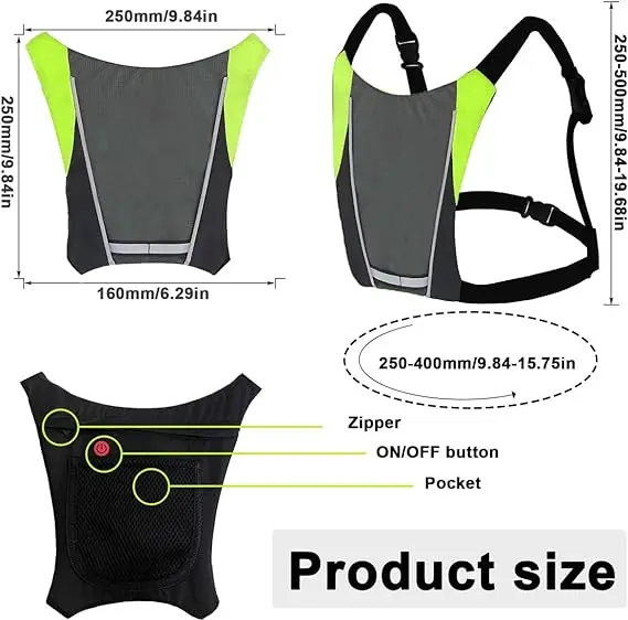 Led Turn Signal Vest for Runners Workers Jogging Biking at Night High Visibility Flashing LED Light Safety Gilet