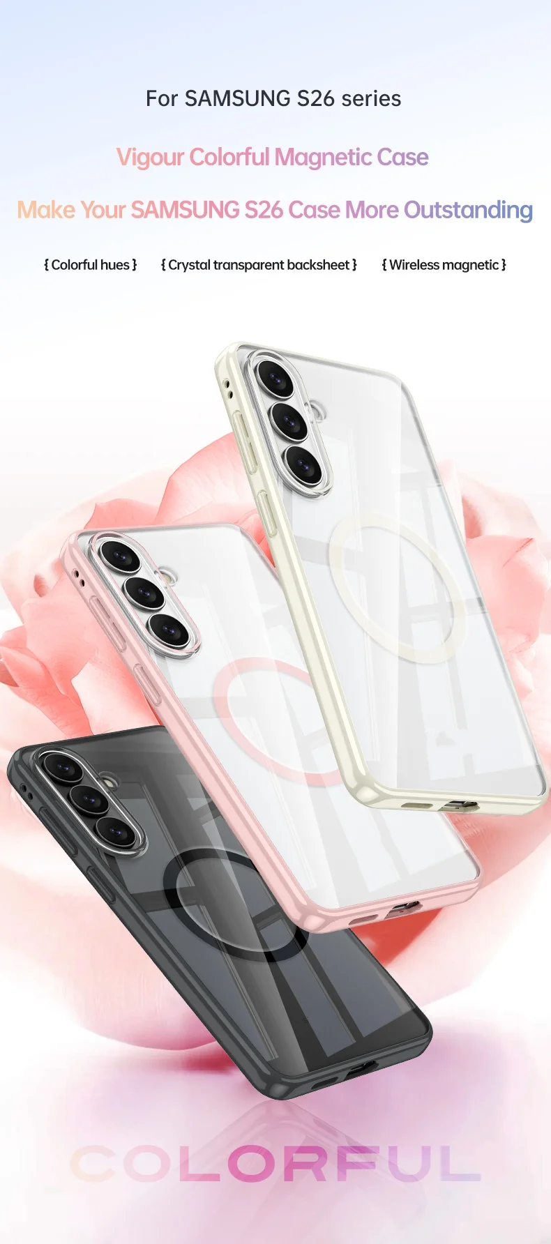 product tpupc phone case with shockproof anti scratch frosted magnetic phone bumper wireless charging phone case for samsung s26-2