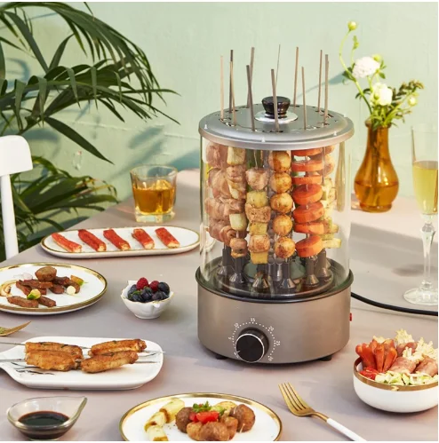 Electric Grills Automatic Rotating Barbecue Machine Small Kebab Machine Home Interior Smokeless BBQ Temperature Control