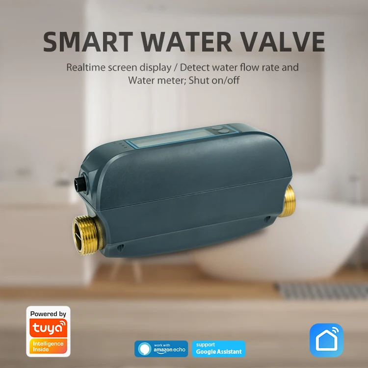 3/4'' WiFi Automatic Water Shut Off Valve | Tuya Smart Water Meter with ...