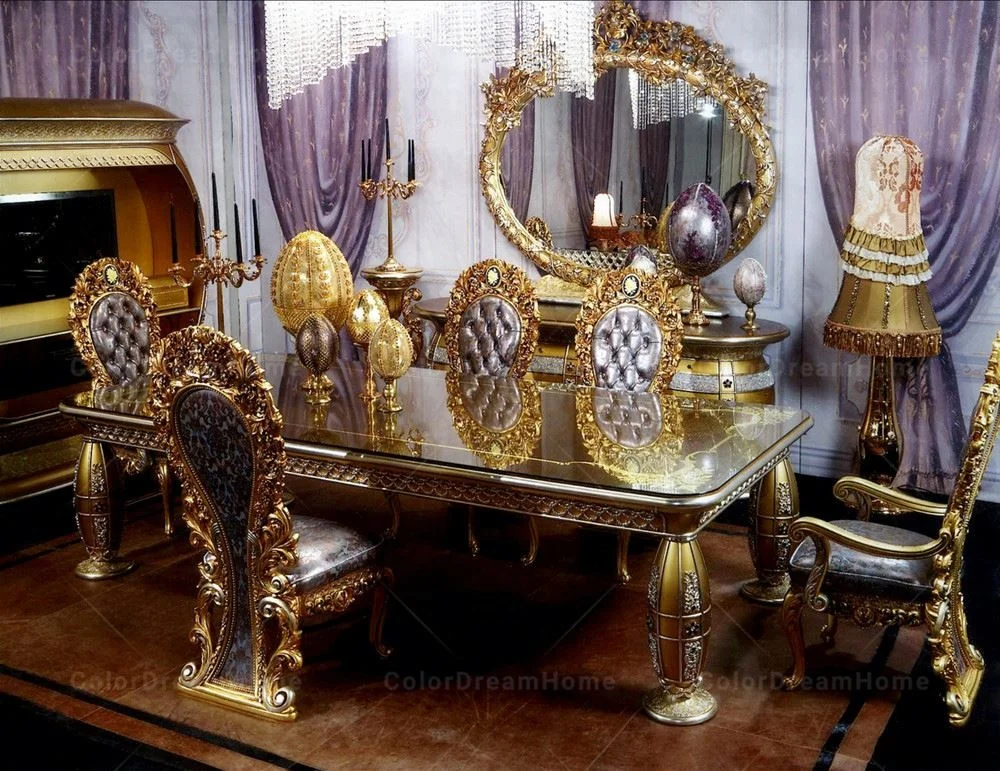 豪華なバロック様式の木彫りの椅子のデザインフランスのロイヤルレザー