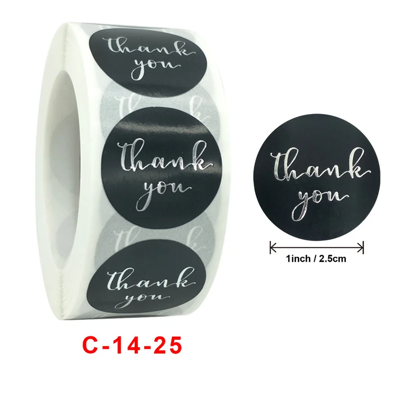 Custom Thank you sticker roll with box black for small business thank you sticker