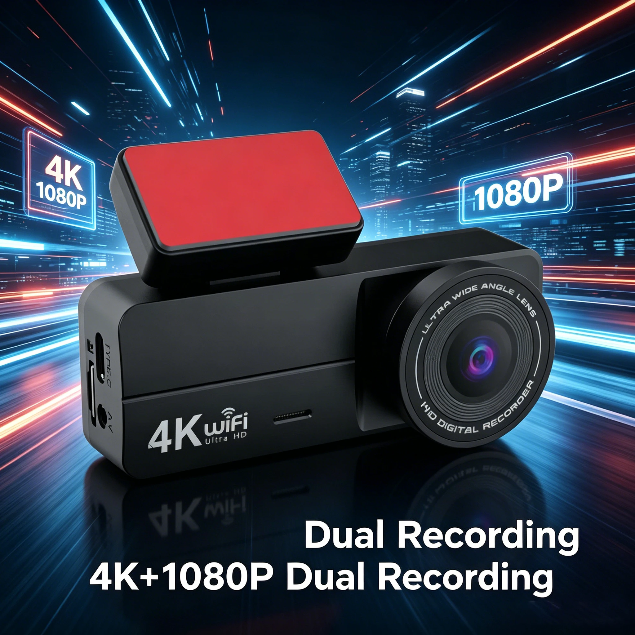 VIEVGUARB VS1140 Dash Cam Parking Monitor Loop Recording Night Vision G-Sensor App Control 4K WiFi GPS Dual Lens 120 Angle
