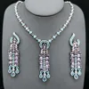 Blue purple necklace earrings set*207