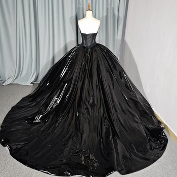 Black leather evening gown best sale