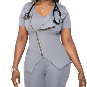 Wholesale Women's Comfortable Hospital Use Jogger Medical Nursing Scrub Uniform Sets with Custom Logo Option
