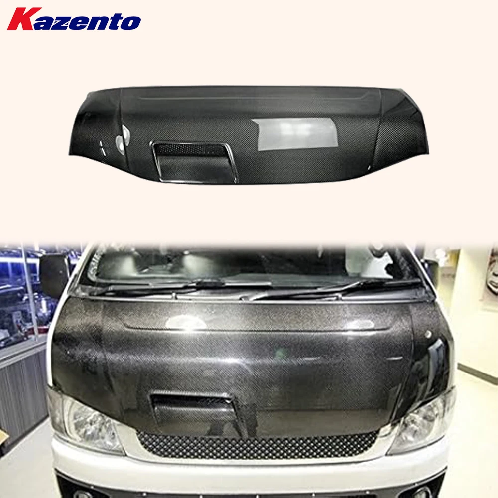 For Toyota Commuter 2010 Hiace H200 KZ Style Carbon Fiber Vented Hood Bonnet