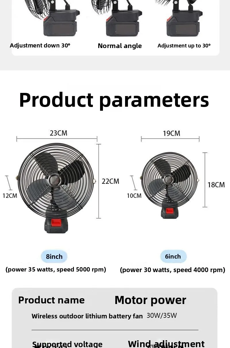 Battery Mini Electric Fan, Portable, 21V~48V, Lithium battery - detail 10