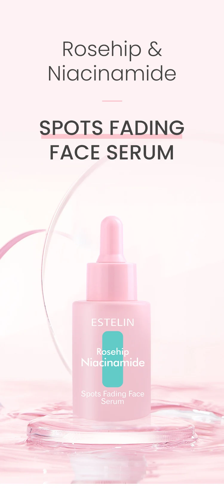 ESTELIN Moisturizing Brightening Dark Spot Correcting Organic Rosehip Niacinamide Facial Serum 30ml