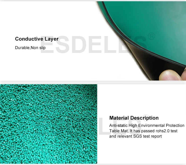 Custom Antistatic Esd Mat Green Grey Blue Table Rubber Table Mat Roll