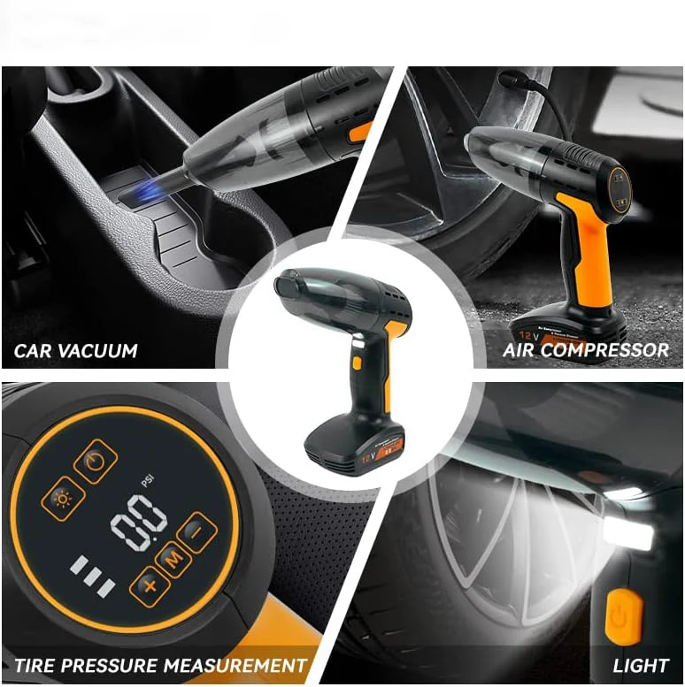 Беспроводной Автомобильный Пылесос Насос для шин воздушный компрессор с цифровым ЖК-дисплеем